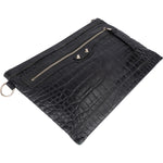Balenciaga Crocodile Embossed Classic Clutch - vintageandkickz