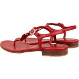 Chanel Red Leather CC Clover Medallion Thong Sandals (38)