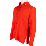 Chanel Red Silk CC Emblem Button-Down Blouse Longsleeve Shirt (D38 / FR40)