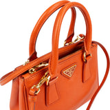 Prada Orange Saffiano Lux Leather Micro Galleria Crossbody Handbag