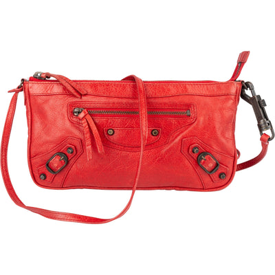 Balenciaga Red Leather Mini City Crossbody Bag - vintageandkickz
