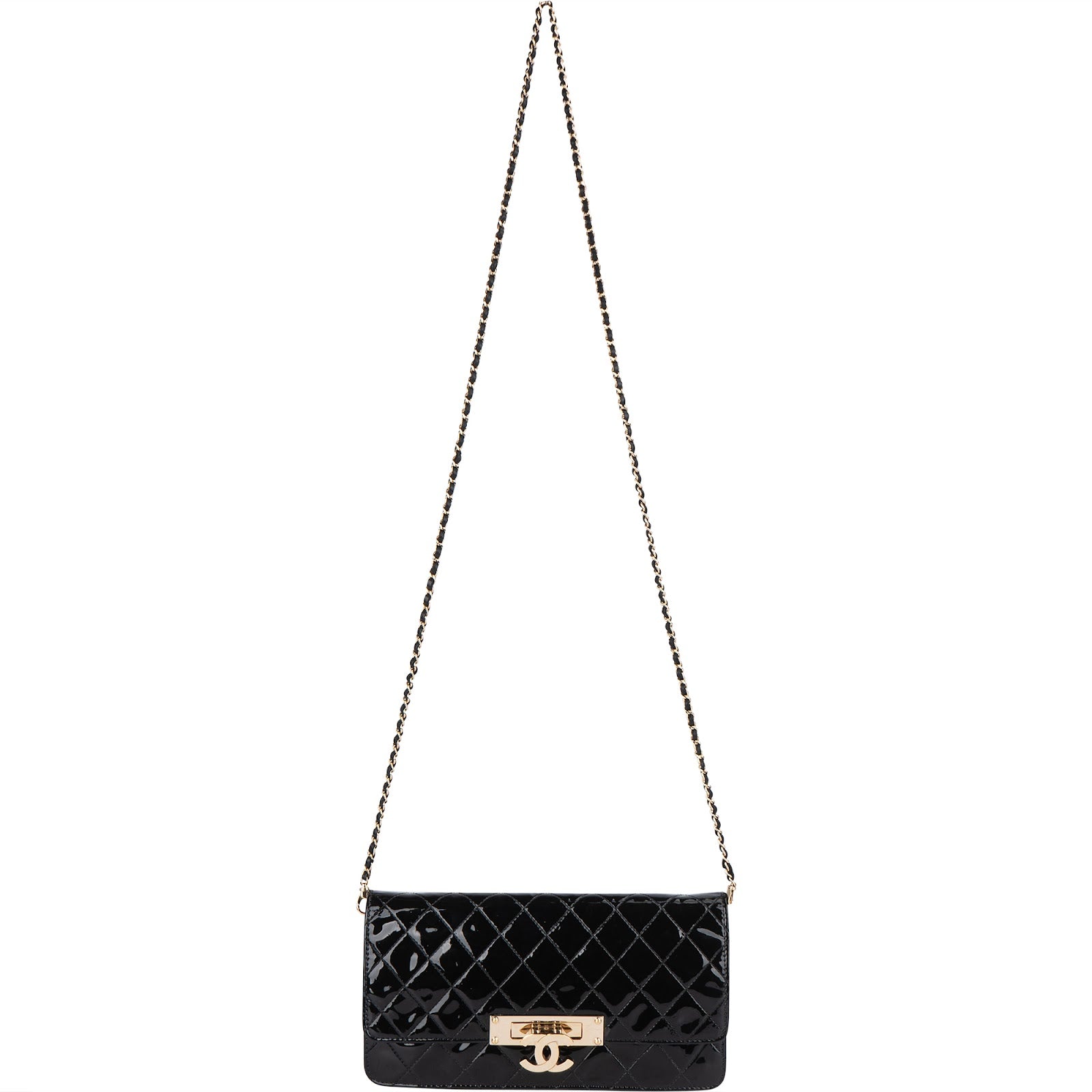 Chanel Quilted Patent Leather CC Crossbody Bag - vintageandkickz
