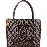 Chanel Quilted Patent Leather CC Medallion Handbag - vintageandkickz