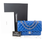 Chanel Bleu Quilted Lambskin Medium Double Flap Shoulder Bag