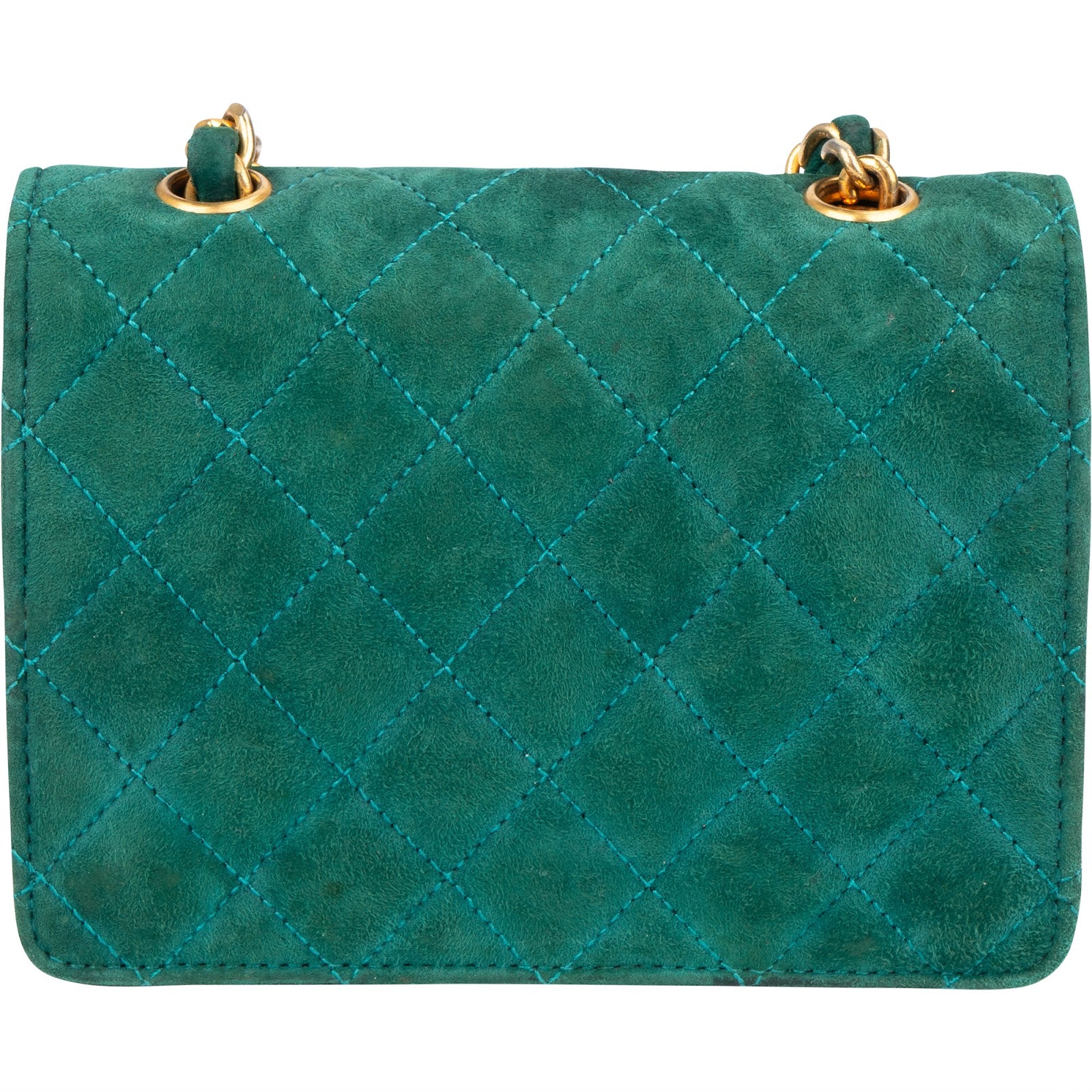 Chanel Stitching Suede 24K Gold Mini Single Flap Crossbody Bag - vintageandkickz