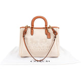 Coach Beige Canvas Embroidered Horse Carriage Reese Tote 28 Handbag
