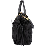 Prada Black Tessuto Gaufre Drawstring Tote Handbag