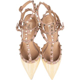 Valentino Garavani Bicolor Patent Leather Rockstud Strappy Kitten Heel Pumps (37)