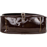 Prada Brown Vernice Saffiano Leder Saddle Flap Shoulder Bag