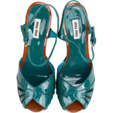 Miu Miu Patent Leather Studded Platform Sandals Heels (39)