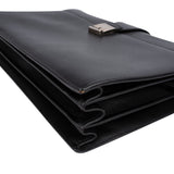 Ermenegildo Zegna Black Pebbled Leather Briefcase Handbag
