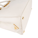 Prada White Saffiano Leather Satchel Flap Handbag