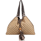 Gucci Monogram GG Canvas Indy Tassel Drawstring Hobo Shoulder Bag