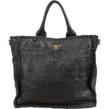 Prada Limited India Black Woven Leather Large Tote Handbag