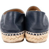 Chanel Navy Leather CC Espadrilles Shoes (38)