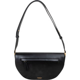 Burberry Black Brushed Leather Small Olympia Crossbody Bag