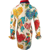 Gucci Multicolor Floral Print Silk Pearl Buttons Ruffle Blouse Short Dress (IT40)