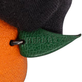 Hermès 925 Sterling Silver Leather Fruit Apricot Keychain Bag Charm