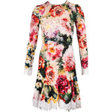 Dolce & Gabbana Multicolor Silk Floral Print Lace Trim Dress (IT40)