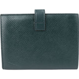 Celine Green Grained Calfskin Medium Strap Wallet