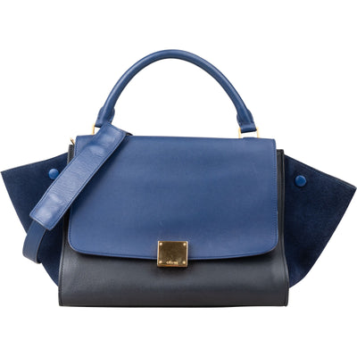 Céline Bicolor Suede Leather Trapeze Handbag