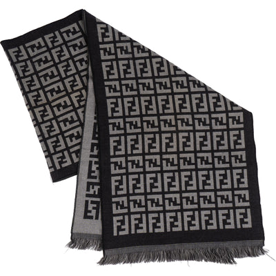 Fendi Wool Monogram FF Logo Schal Scarf - vintageandkickz