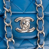 Chanel Quilted Lambskin Palladium Mini Square Single Flap Crossbody Bag