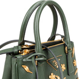 Prada Saffiano Leather Golden Floral Pelletteria Galleria Mini Handbag