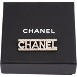 Chanel Gold Crystal Emblem Bar 2022 Brooch