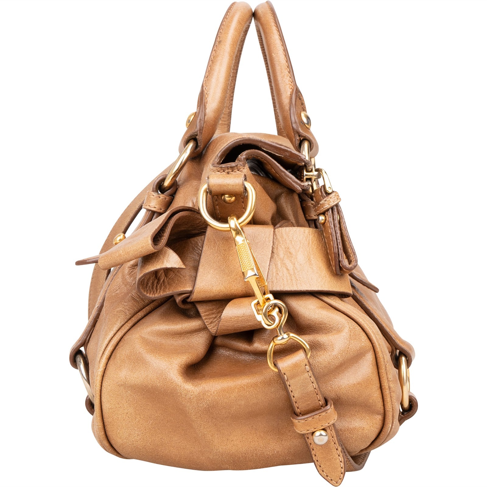 Miu Miu Vitello Lux Bow Bag Handbag - vintageandkickz