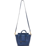 Céline Blue Grained Leather Nano Luggage Crossbody Handbag