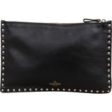Valentino Black Leather Rockstud Clutch