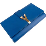 Yves Saint Laurent Blue Leather Y-Ligne Chyc Clutch Bag