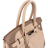 Hermès Swift Blanc Gris Perle Ghillies Palladium Birkin 30 Handbag