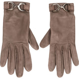 Hermès Brown Leather Horsebit Women Gloves xx maße - vintageandkickz