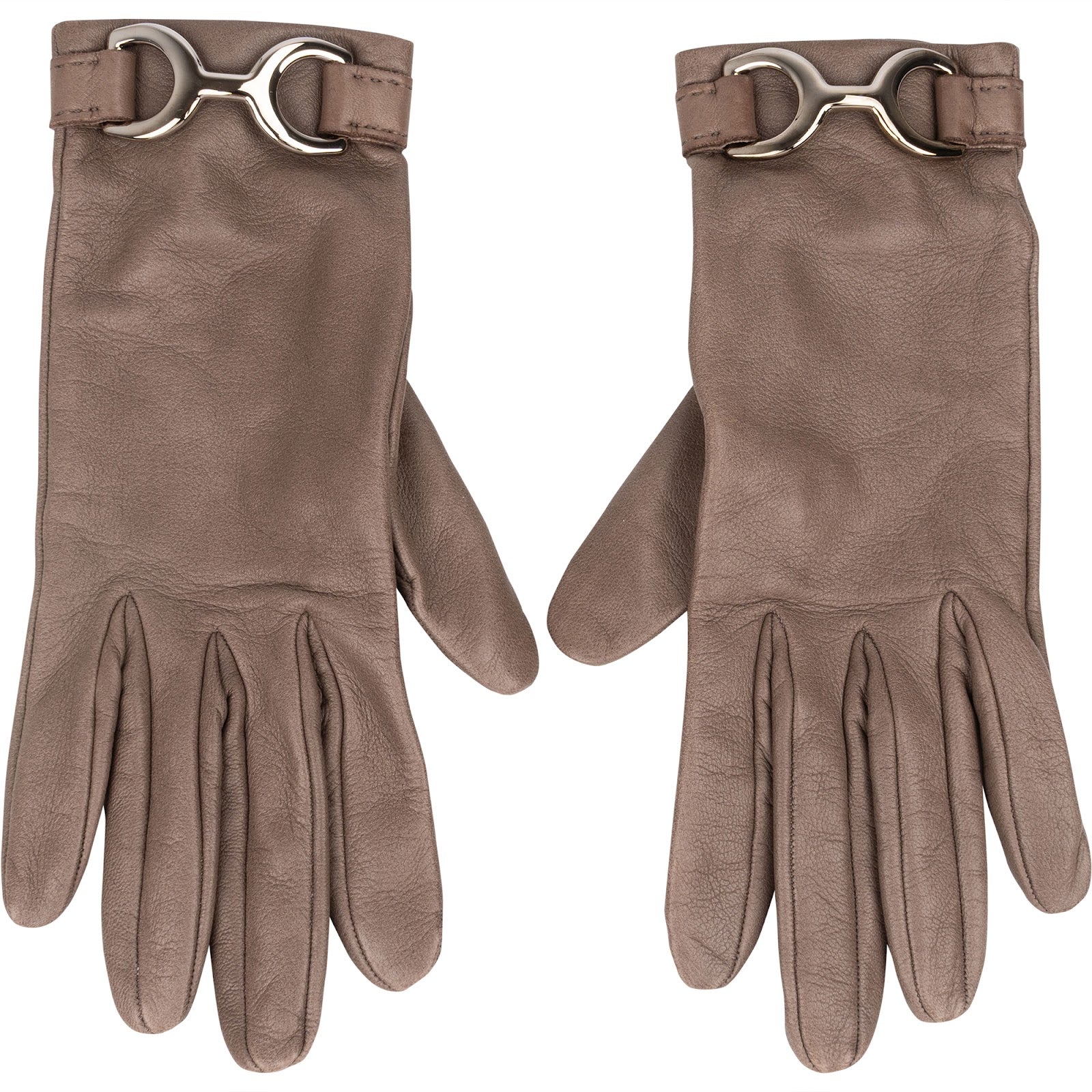Hermès Brown Leather Horsebit Women Gloves Handschuhe – vintageandkickz