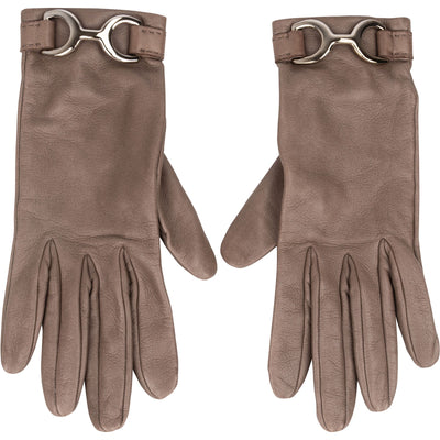 Hermès Brown Leather Horsebit Women Gloves xx maße - vintageandkickz