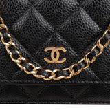 Chanel Quilted Caviar Leather Wallet On Chain Crossbody Bag