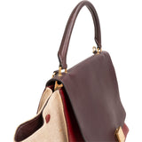 Celine Bicolor Leather Canvas Trapeze Handbag