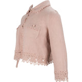 Chanel 2026SS Pink Cashmere CC Buttons Crochet Cropped Cardigan (FR36)
