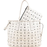 MCM White Monogram Visetos Liz Reversible Shopper Shoulder Bag
