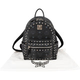 MCM Visetos Monogram Black Small Studded Stark Backpack