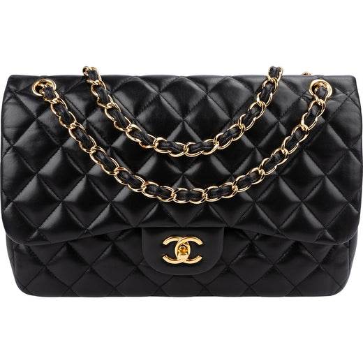 Chanel Quilted Lambskin Jumbo Double Flap Crossbody Bag