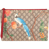 Gucci Monogram GG Supreme Floral Bird Tian Clutch
