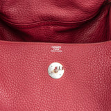 Hermès Clemence Leather Palladium Lindy 34 Rubis Handbag