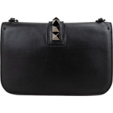 Valentino Garavani Noir Calfskin Leather Rockstud Glam Lock Crossbody Bag