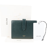 Celine Green Grained Calfskin Medium Strap Wallet