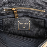 Prada Black Vitello Daino Leather Tote Handbag