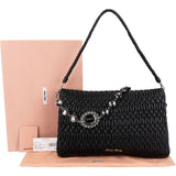 Miu Miu Matelassé Nappa Leather Hobo Crystal Embellishment Shoulder Bag