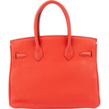 Hermès Rouge Pivoine Togo Leather Gold Birkin 30 Handbag